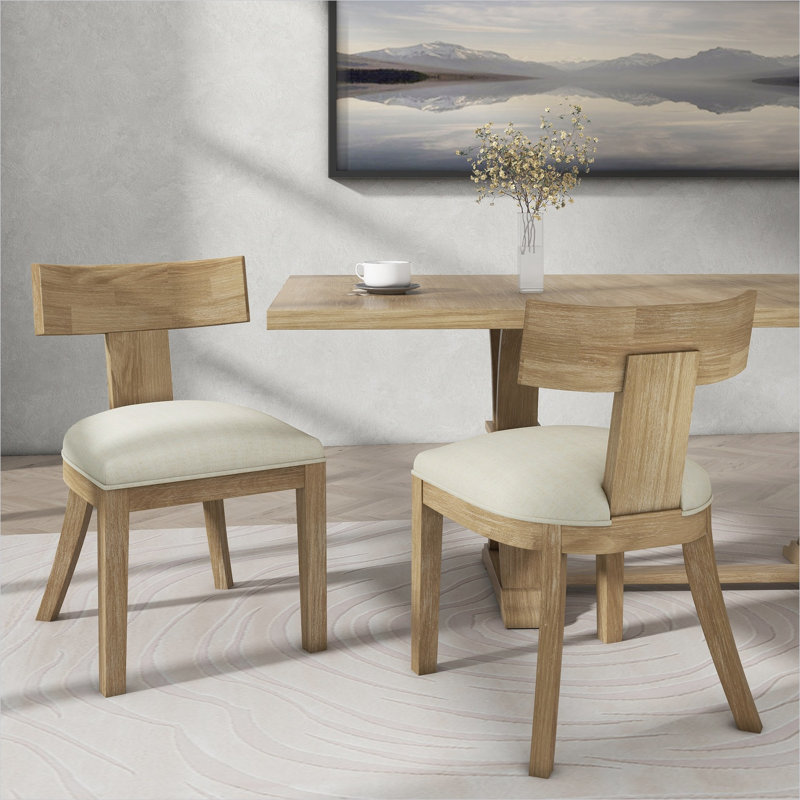 Ensemble de 2 chaises de salle à manger avec coussin moelleux et pieds en bois