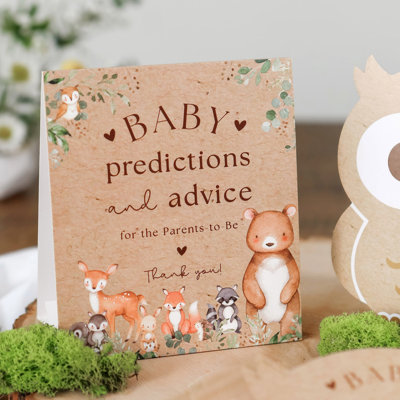 Kate Aspen Set of50 Woodland Animal Advice Cards For Baby Shower Game & Activity, Prediction Cards