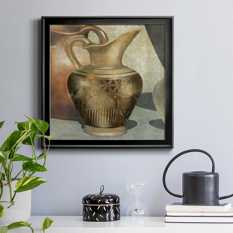Bateau africain I - peinture sur toile encadrée, H 34,5 po x l 34,5 po x P 1,5 po, Noir