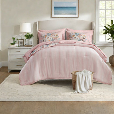 Vintage-inspired Pink Floral Bedding Sets, Polyester Comfort, Twin
