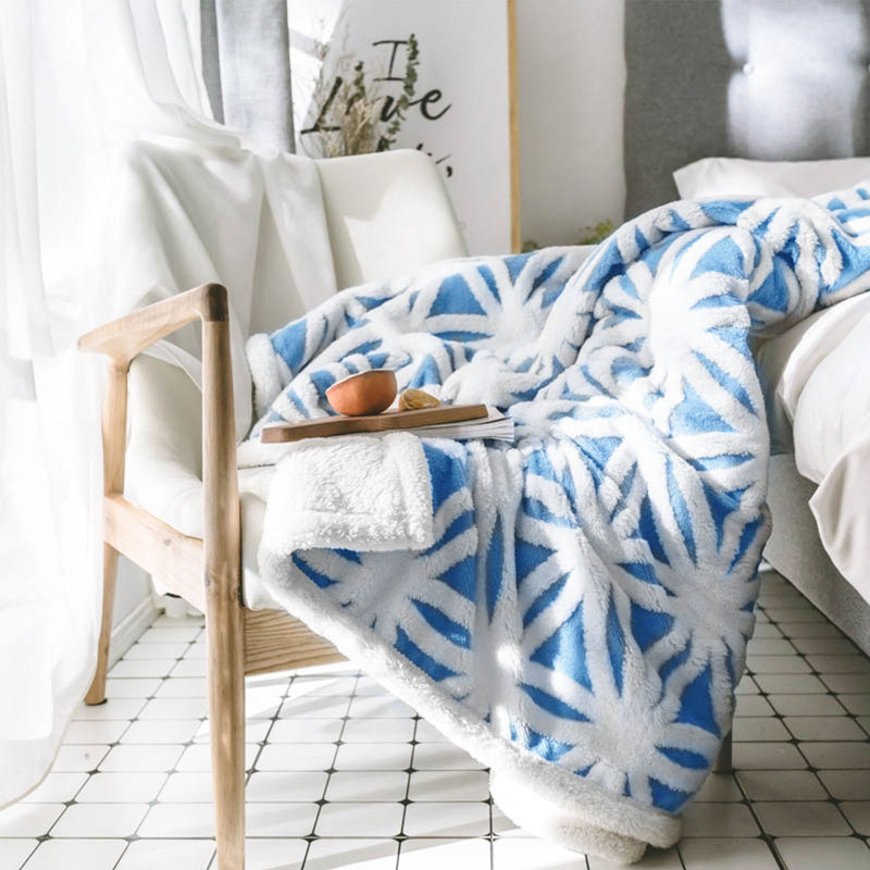 Quilted Throw Blanket, Light Blue