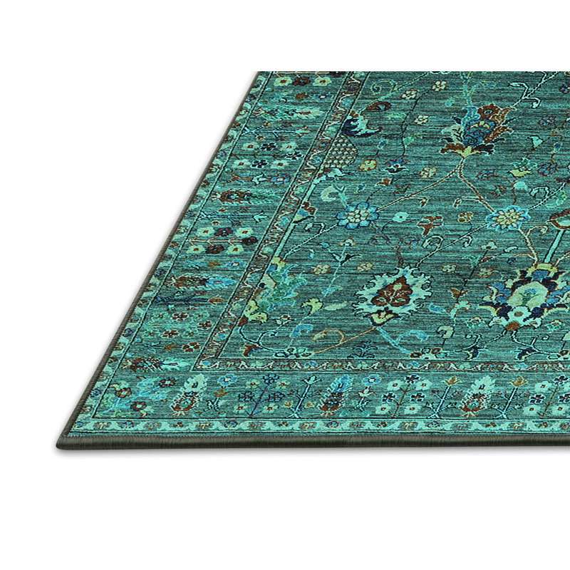 Tapis bleu / bleu sarcelle, Rectangle 8 pi x 10 pi