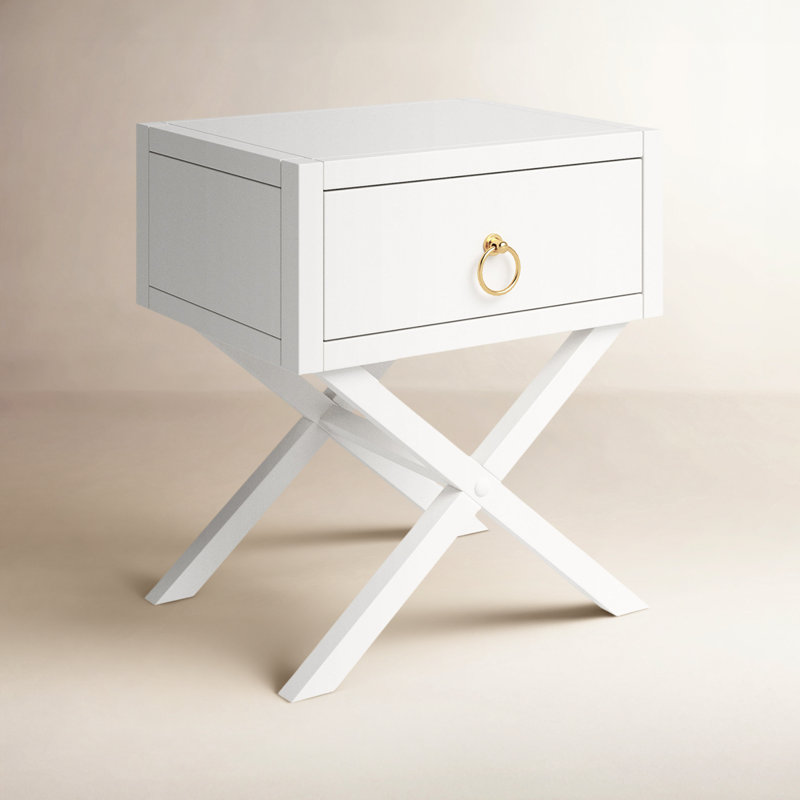 Table de chevet 1 tiroir l 19 po Elin, Blanc