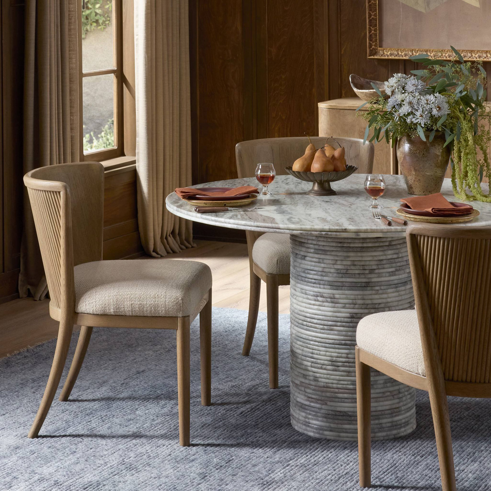 Adelbert Genuine Leather Oak Dining Chair, Irving Flax