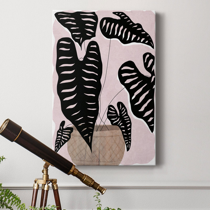 Plante en pot II - peinture sur toile tendue, H 12 po x l 8 po x P 1 po