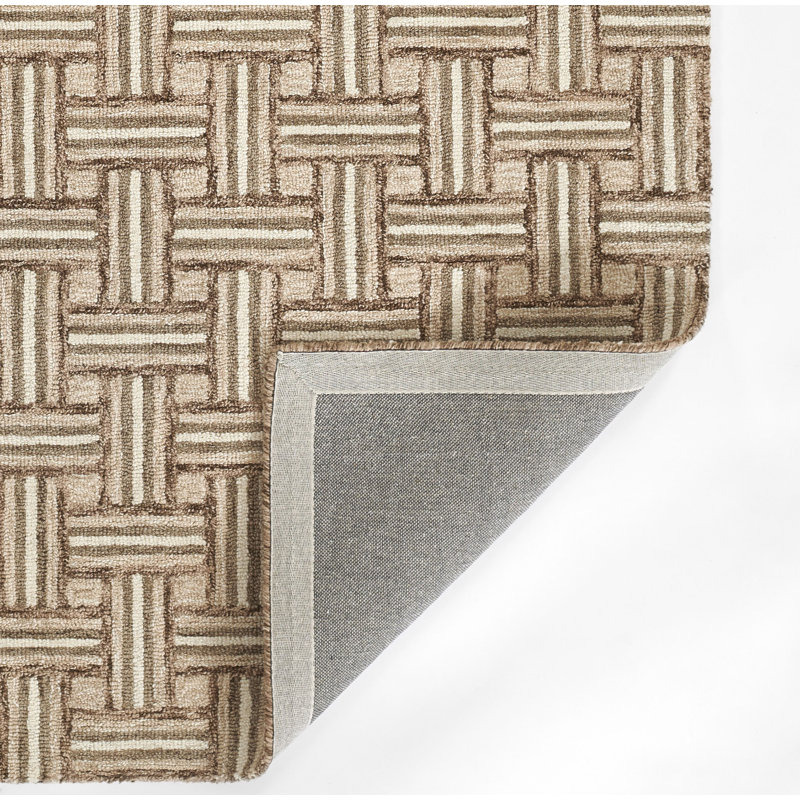 Abbott Hand Tufted Wool Geometric Area Rug in Tan, Rectangle 9' x 12'