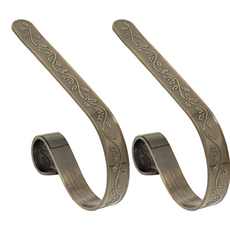 Mantleclip Stocking Holder, Holly Antique Brass