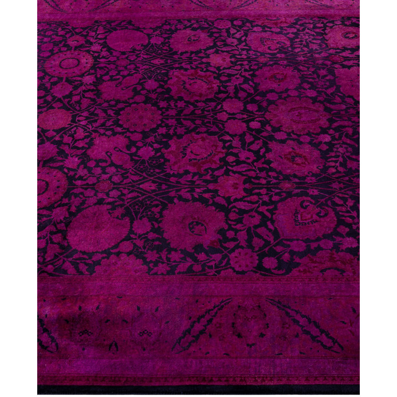 Tapis rose en laine 6 pi 2 po x 13 pi 9 po Huckstep
