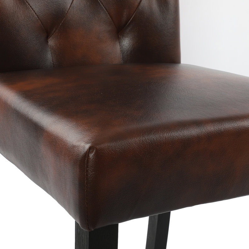 Chaise parsons capitonnée Barbagallo, Similicuir brun