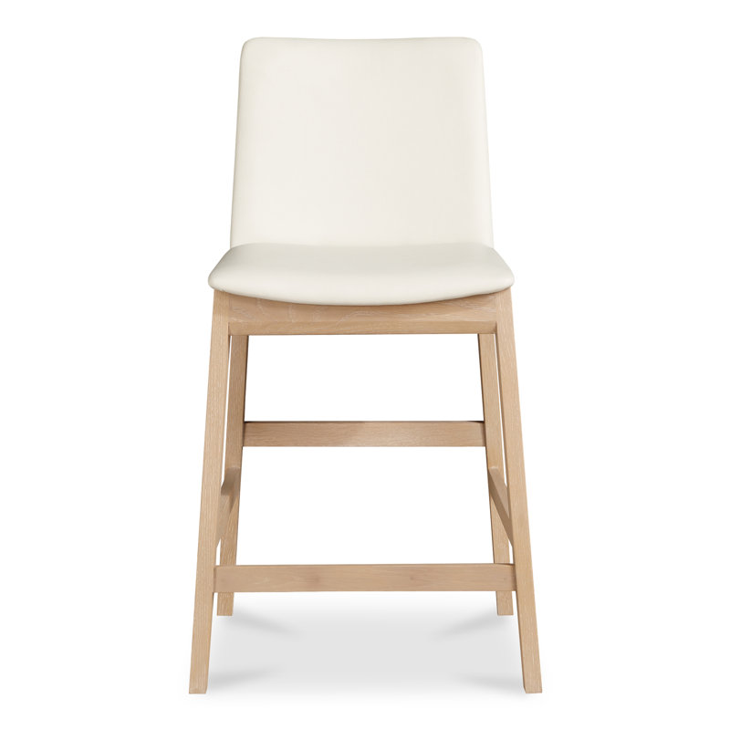 Deco Counter Stool White PVC, Oak, Counter Stool (26” Seat Height)
