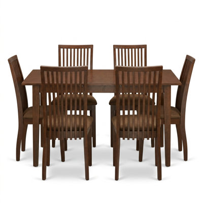 Ensemble de salle à manger rectangulaire en bois d'hévéa asiatique et acajou avec rallonge papillon et 4 chaises en lin (5 pièces)