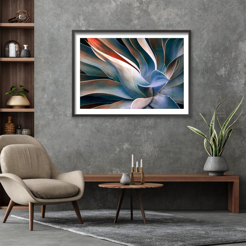 Large Blue and Green Agave Leaves Framed Print