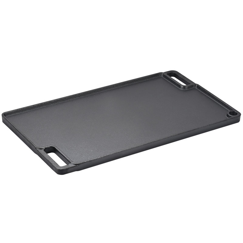 Black Cast Iron Reversible Double Burner Griddle Pan