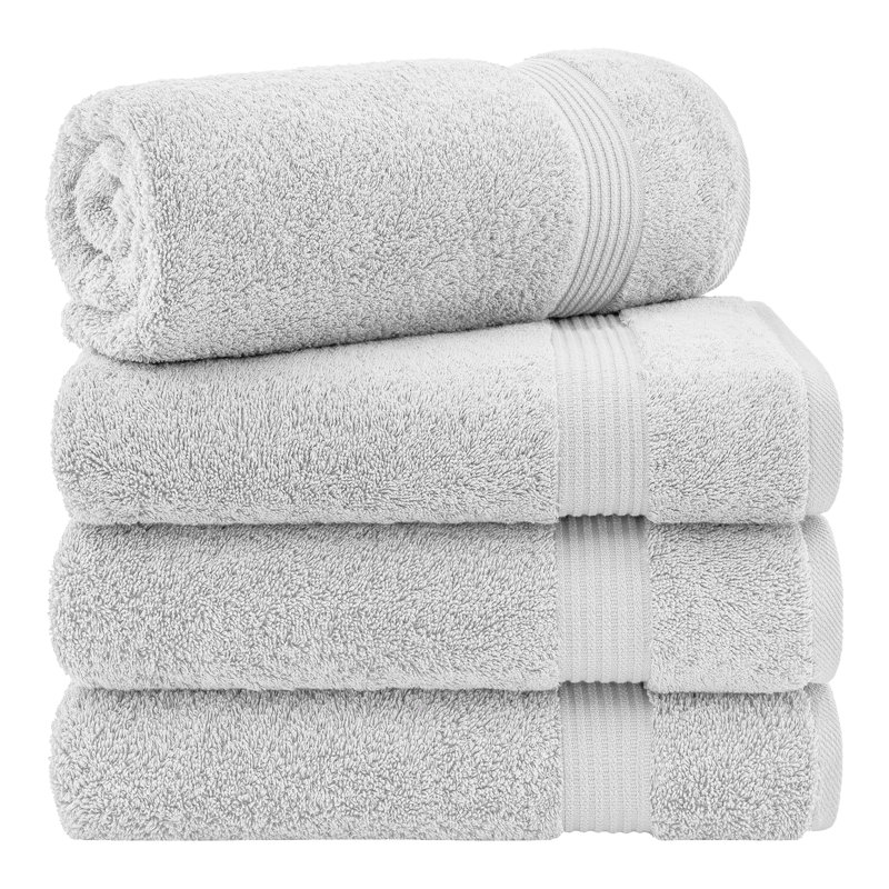 Ensemble de serviettes de bain 100% coton turque 4 pièces, serviettes de bain douces et absorbantes, Gris argenté