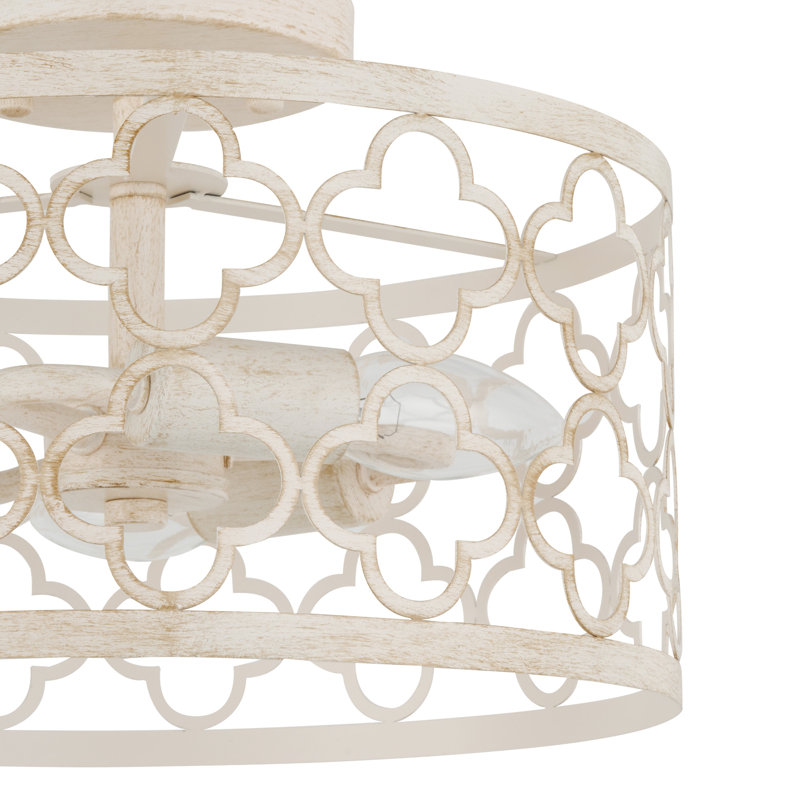 Haltwhistle 3-Light Semi Flush Mount with White Metal Shade