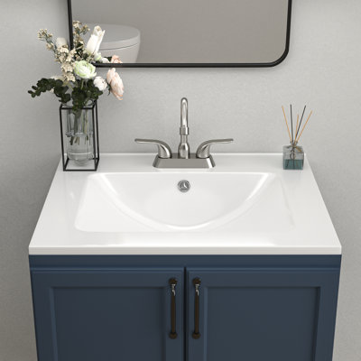 Plateau de meuble-lavabo en céramique blanc avec lavabo (comptoir seulement) L 24 po x l 20 po