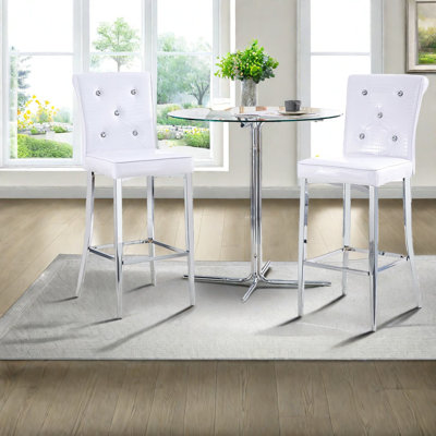 Dining Table Sets(must Include Both Table And Chair), 3 Piece Glass Metal Modern Bar Set For Small Kitchen