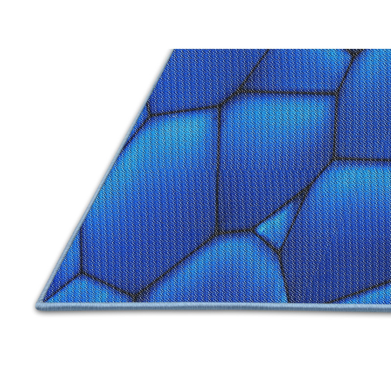 Tapis bleu tissé à la machine, Rectangle 7 pi x 10 pi