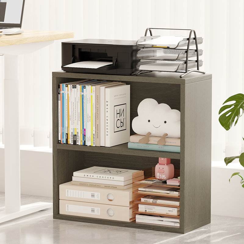 2-Tier Bookshelf Storage Shelves, 23.7 Inch Open Shelf Bookcase, Floor Standing Unit Wooden Bookcase Storage Organizer,Retro