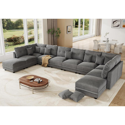 Canapé modulaire convertible en velours côtelé Degennaro