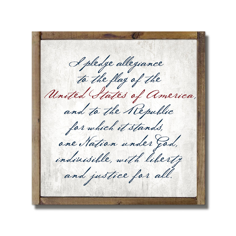 «Script Pledge of Allegiance», impression sur bois encadrée