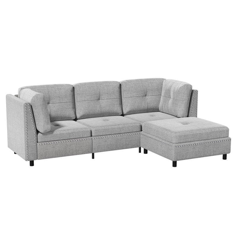 2 - Piece Upholstered Corner Sofa, Gray