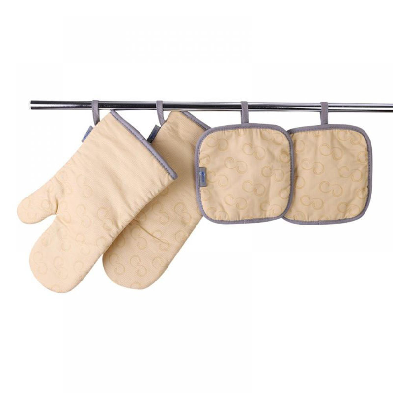 Ensemble de 4 gants de four de haute qualité résistants à la chaleur, Crème