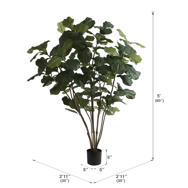 Faux Tree in Pot, 60" H x 35" W x 35" D