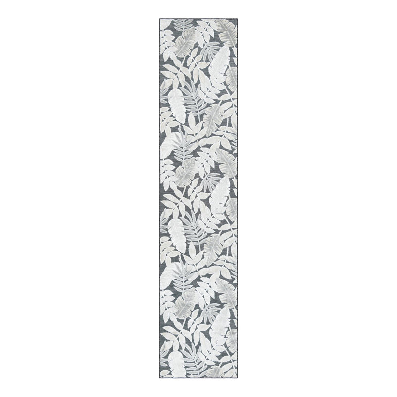 Tapis d'intérieur / extérieur en polypropylène à motif floral floral Firman Wygant, Tapis de couloir 2 pi 7 po x 12 pi