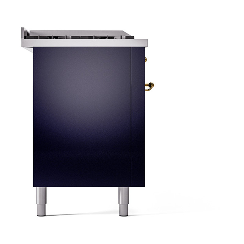 ILVE Nostalgie II Noblesse 60 po à 2 brûleurs, plaque chauffante, plaque de cuisson française, Bleu minuit / laiton