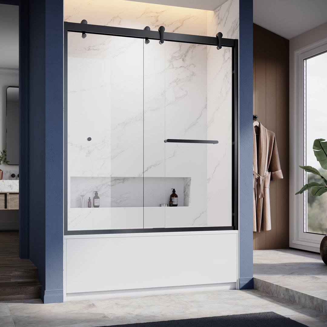 60'' - W x 66'' H Double Sliding Door Framed Tub Door with Enduro Shield Unikoo Frame