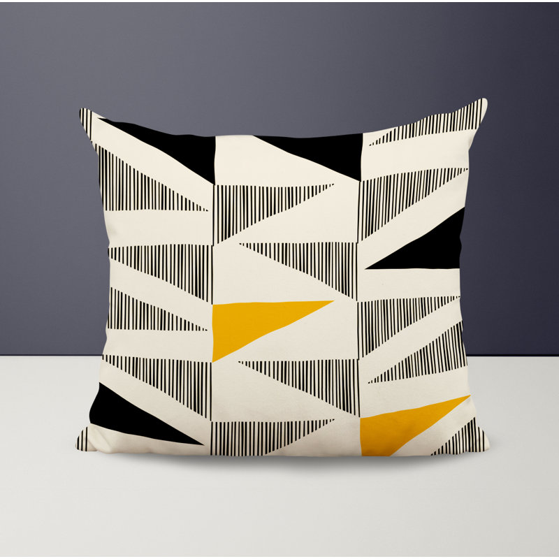 Jeté carré / extérieur en polyester Chamu, L 19 po x H 19 po, Jaune / noir