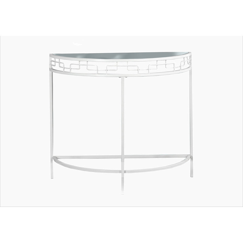 Accent Table, Console, Entryway, Narrow, Sofa, Clear Tempered Glass, White Metal