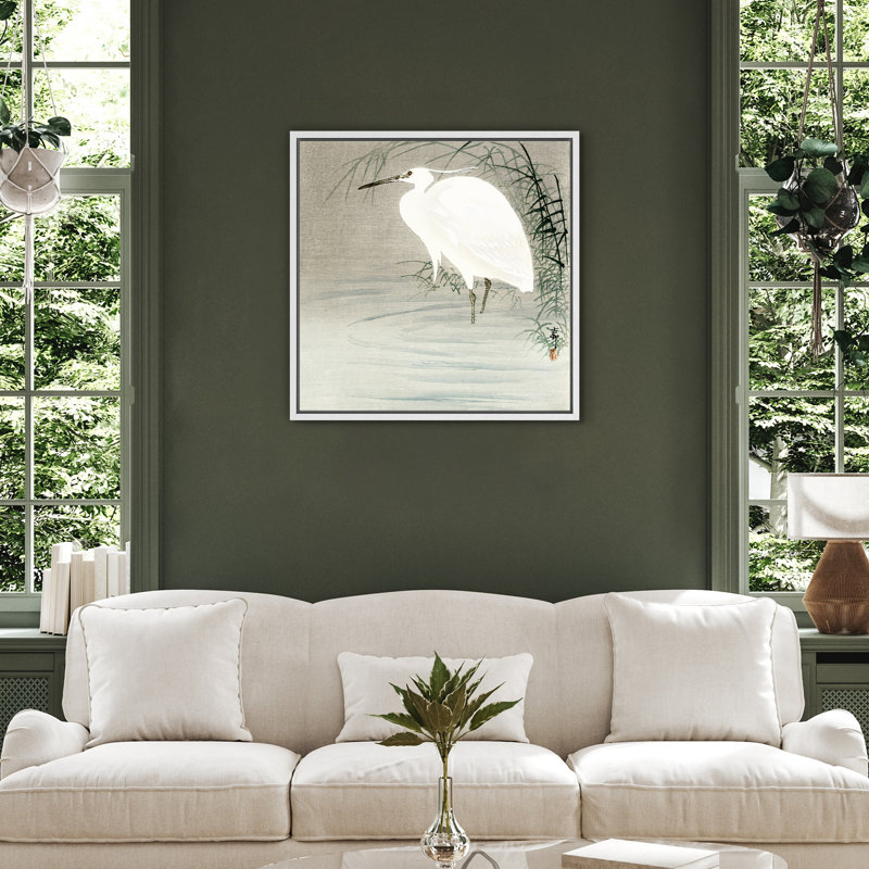 "White Aigrette" par Water, impression d'oiseaux élégants, impression sur toile encadrée, H 24 po x l 24 po x P 1,5 po