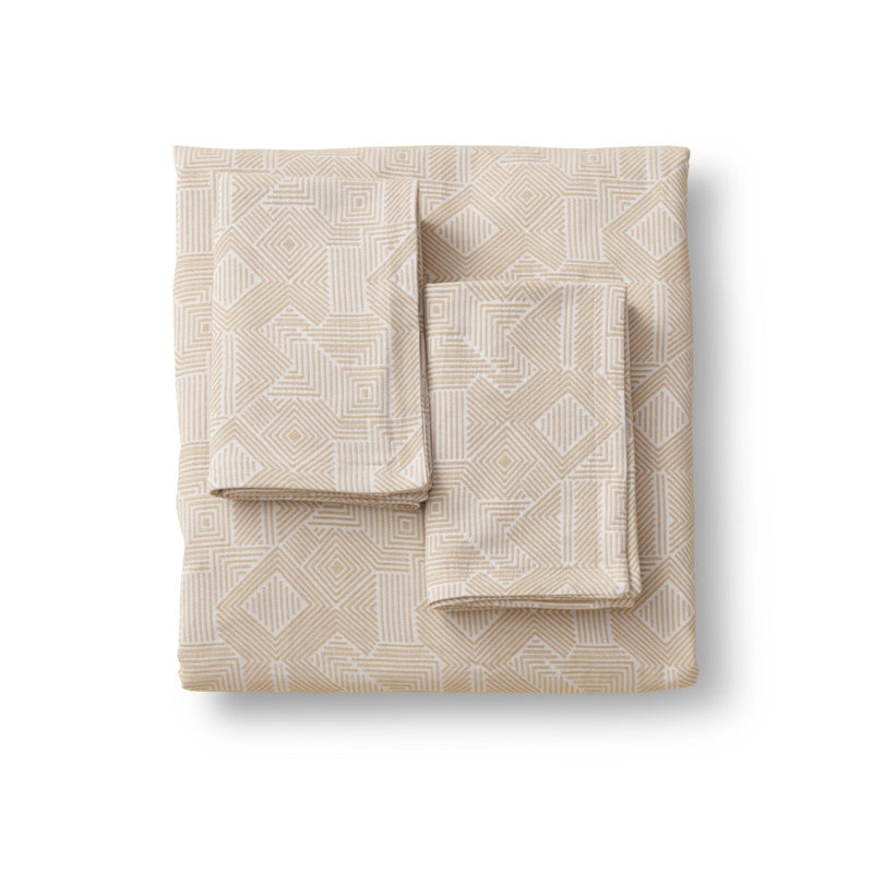 The Met X Ann Gish Sashiko Duvet Cover Set, Bone/Sand, King Duvet Cover + 2 King Shams