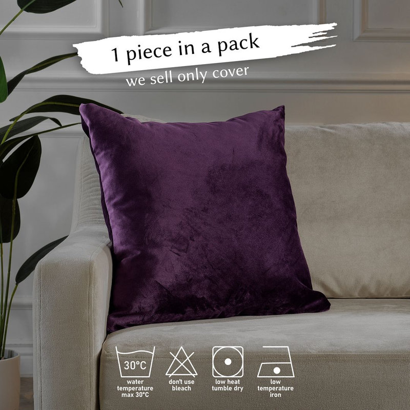 Housse de coussin en velours mat 1pc, Carré 12 po, Byzance