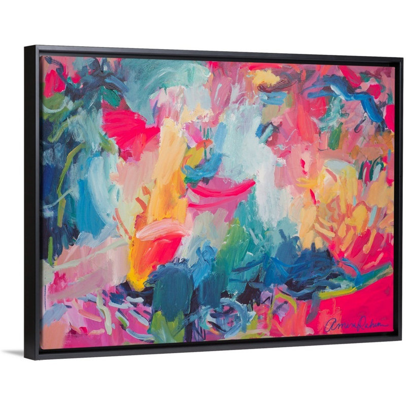 «Wild Trees Singing» par Amira Rahim - reproduction d'art, Toile avec cadre noir, H 32 po x l 42 po x P 1,75 po