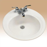 Commercial Ceramic Circular Drop-In Bathroom Sink with Overflow