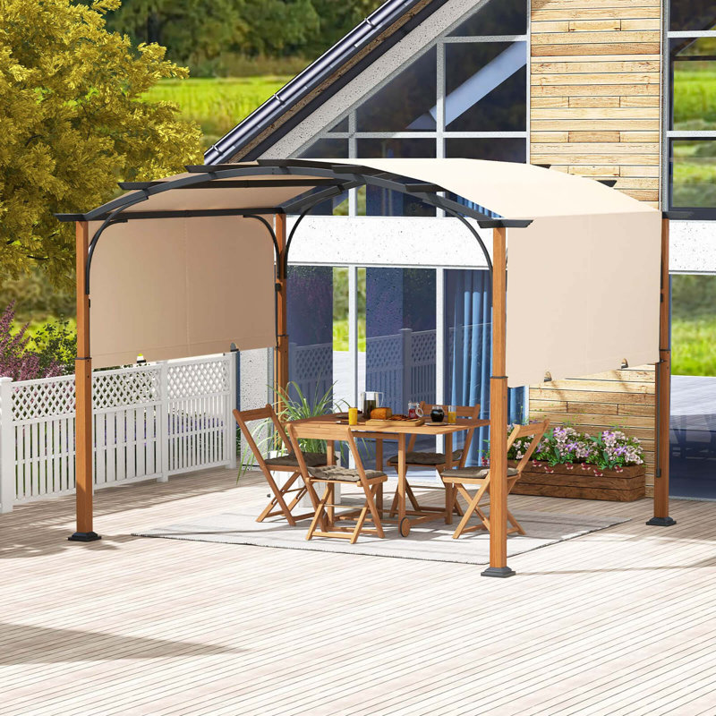 Pergola d'extérieur avec poteaux rétractables 10 x 12 pi Costway, Beige