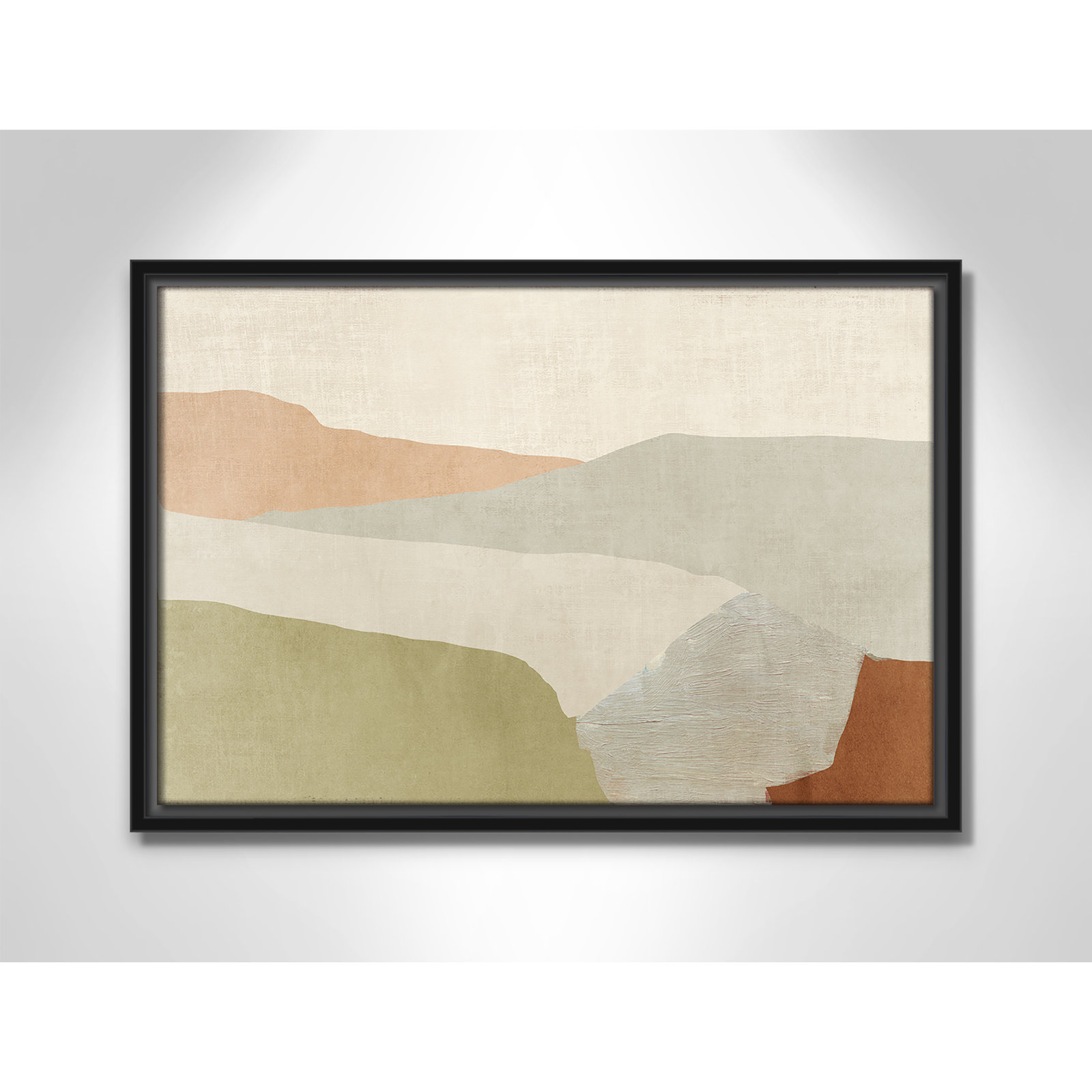 Pastel Views - Floater Frame Painting on Canvas, 13.5" H x 19.5" W, Black