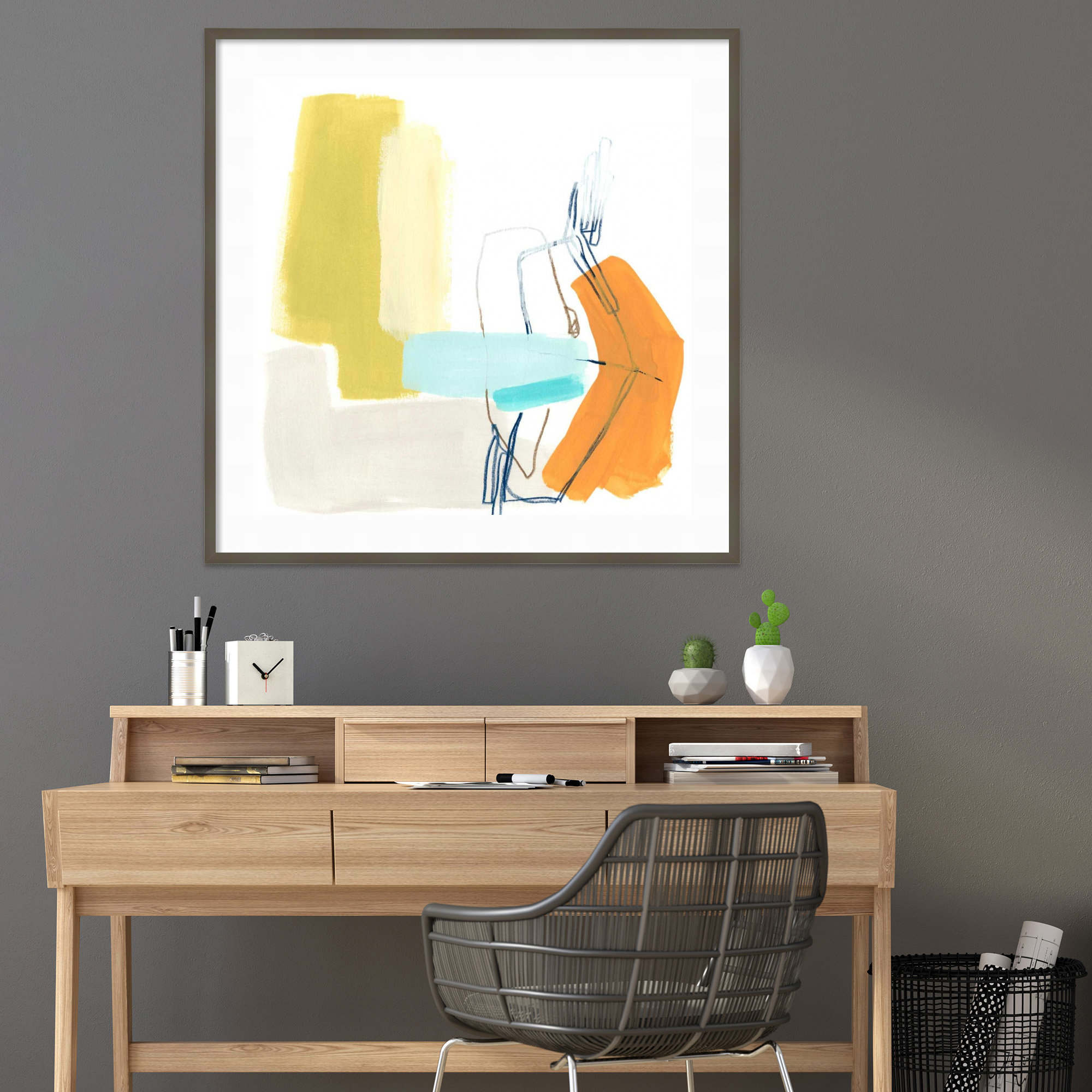 Adagio IV by June Erica Vess, Clay Gray Framed Paper, 33.38" H x 33.38" W x 0.88" D