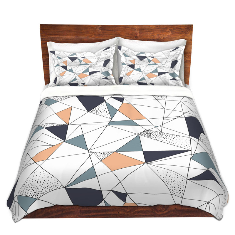 Polyester Geometric Shapes Duvet Cover, 1 Queen Duvet Cover + 2 Standard Shams