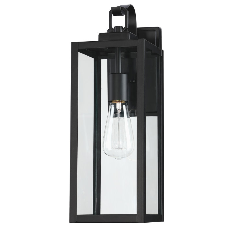 Schlesinger Outdoor Wall Lantern, 45.1cm H x 15cm W x 19.9cm D, Matte Black