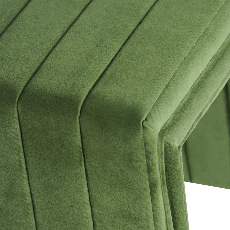 Aurealiz Modern Channel Ottoman, Forest Green Velvet