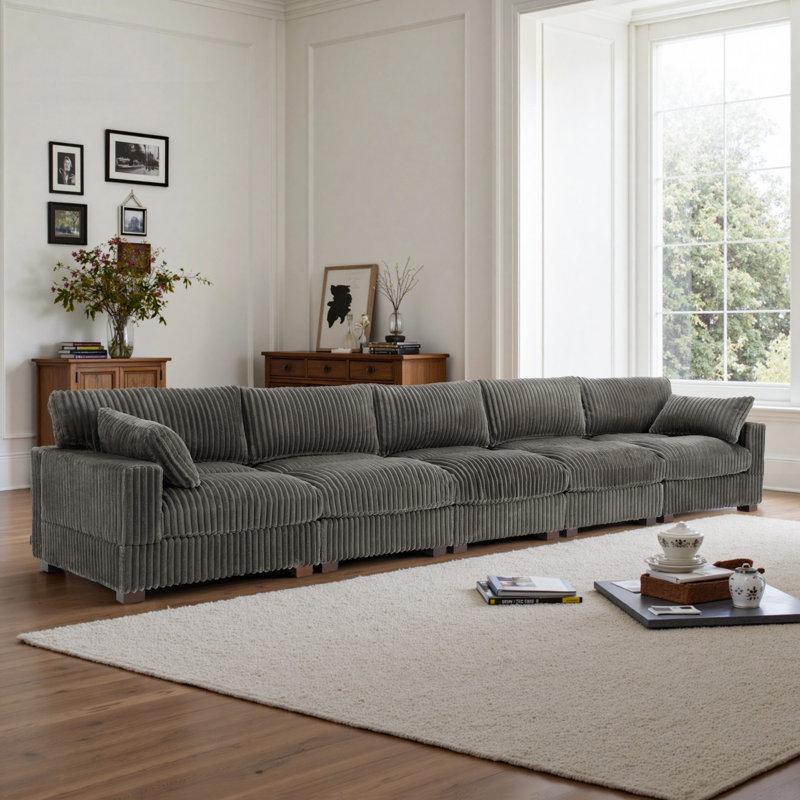 5-Piece Faux Rabbit Fur Sectional Sofa
