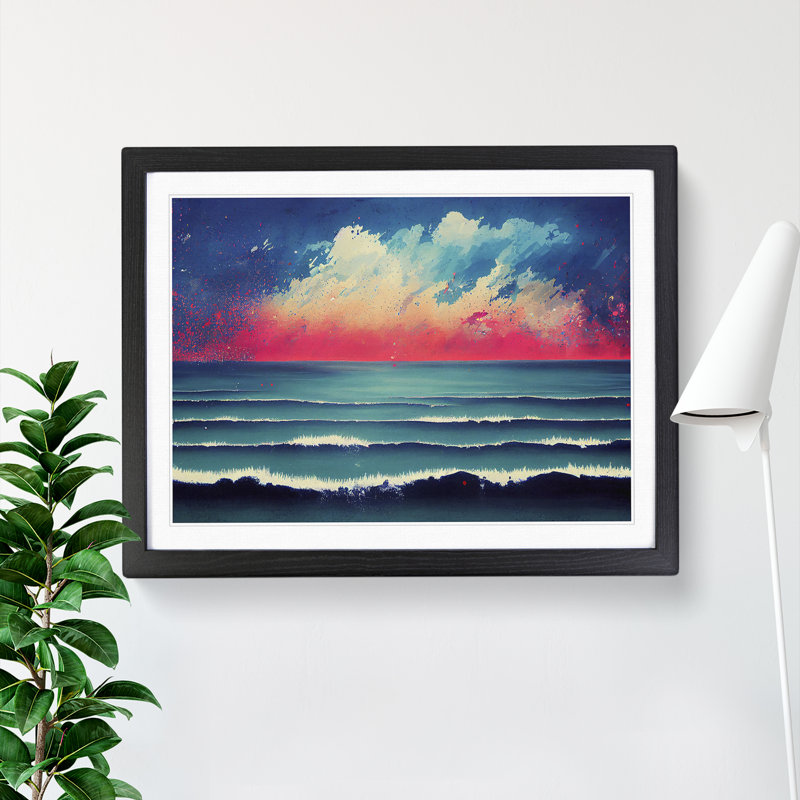 XH1022-6442X Ocean Splash - Single Picture Frame Print, Black, 25cm H x 34cm W x 2cm D