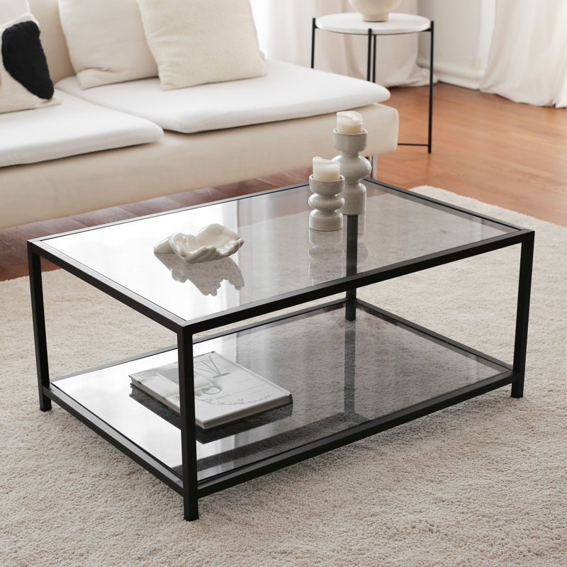 Alamance Frame Coffee Table with Storage, Blue/Black