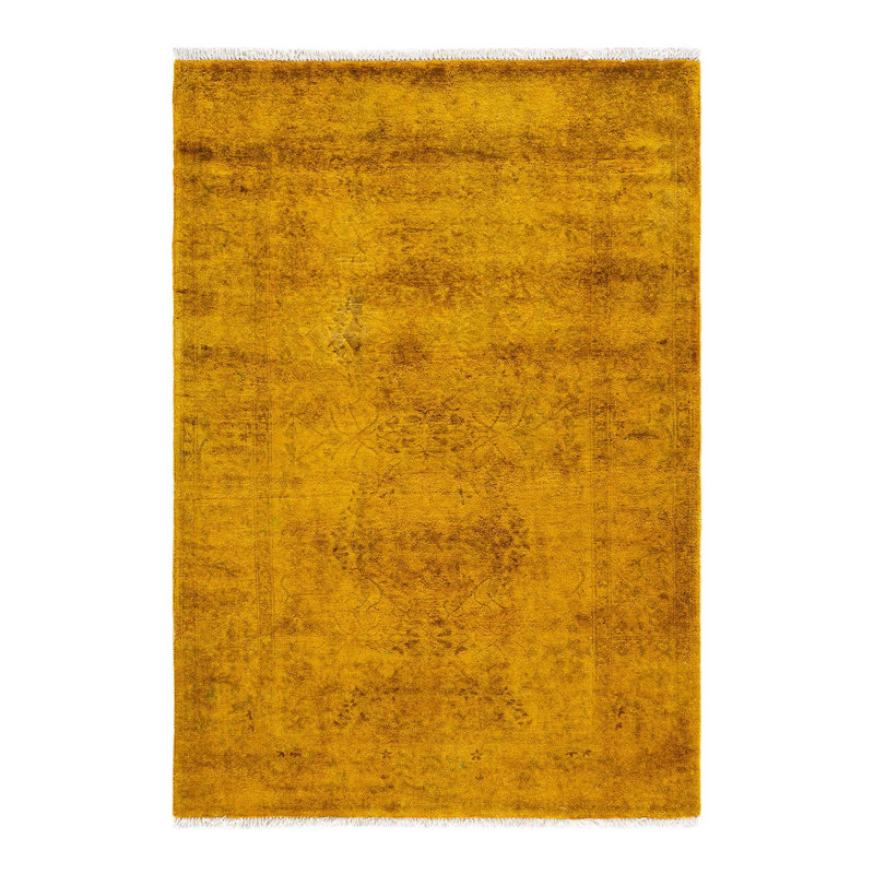 Tapis jaune unique de 3 pi 2 po x 4 pi 6 po Yazbeth