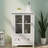 Rodrion 22.05''Cabinet With Glass Door And Drawer,Nightstand,Cupboard,White