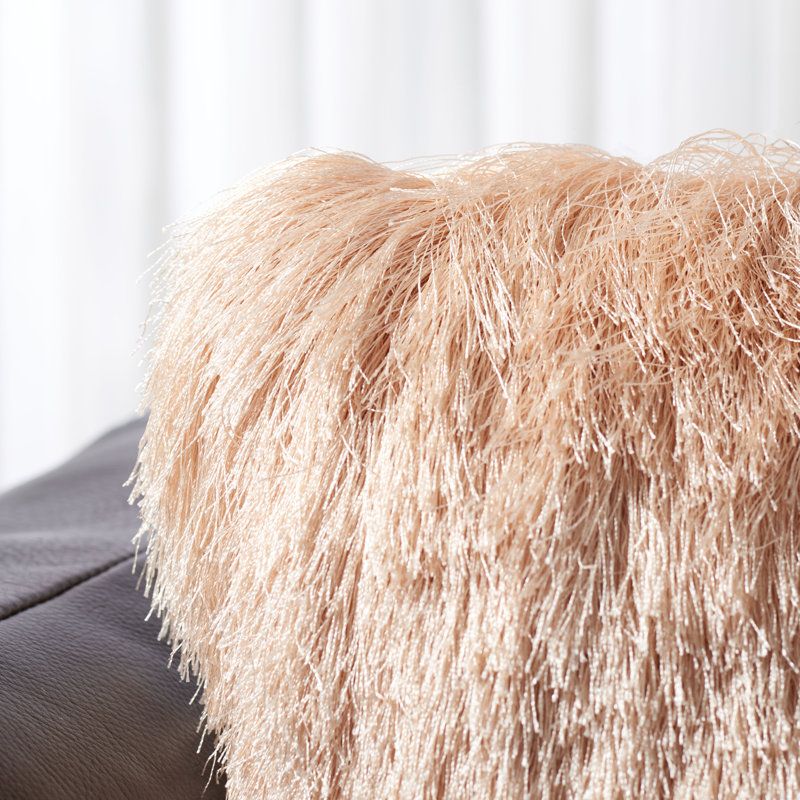 Rose Cloud Shaggy Faux Fur 20" Square Throw Pillow